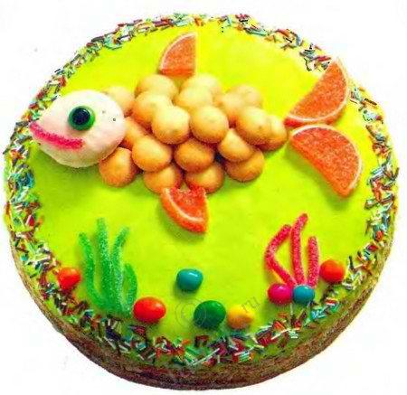 Фантазии из сладостей - Золотая рыбка - украшаем торт к детскому празднику